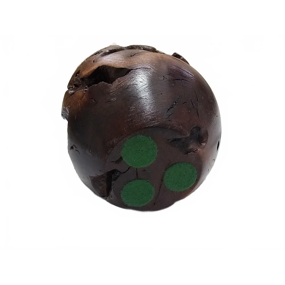 Handcrafted Dark Wood Decorative Vase with Natural Cracks and Green Felt Pads